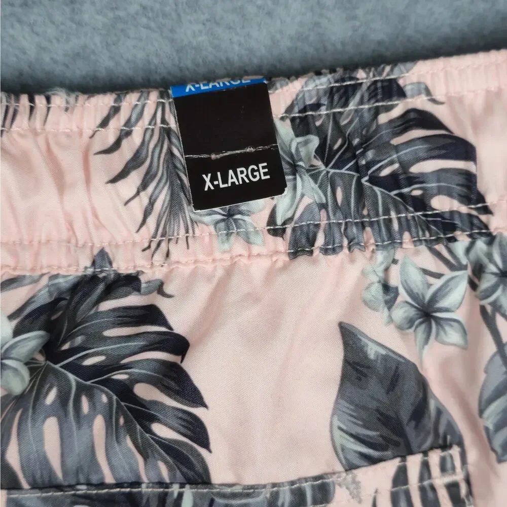 NWT U.S. Apparel Mens XL Bella Fleur Pink Floral Print Swim Shorts